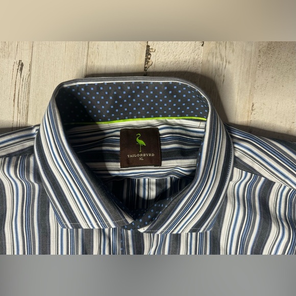 Tailorbyrd Mens Dress Shirt XL Flip Cuff Long Sleeve Black/white Button Up - Picture 5 of 14